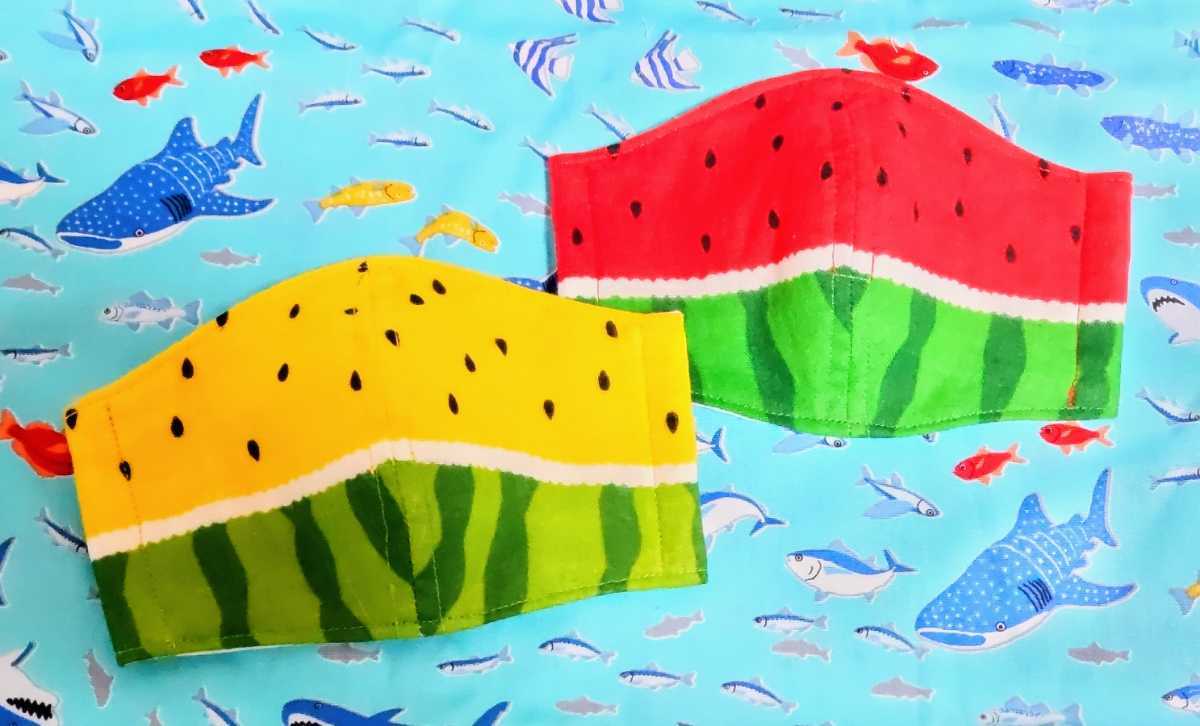  hand made *** Kids size * pretty watermelon pattern for summer mask *2 color collection 