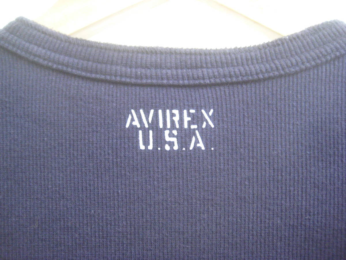 一点物!! AVIREX アヴィレックス ワンポイントロゴ ヘンリーネック サーマルロンＴ サイズ Sの画像3