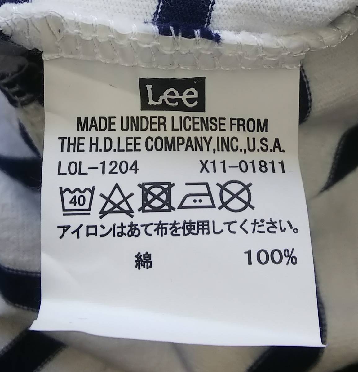 ▼Lee*Lサイズ*半袖Tシャツ*丸首*ビッグロゴ*袖ロールアップ*ボーダー柄*ネイビー*紺*白*綿100％*シンプル*おしゃれ*こなれ感*リー#5142_画像7