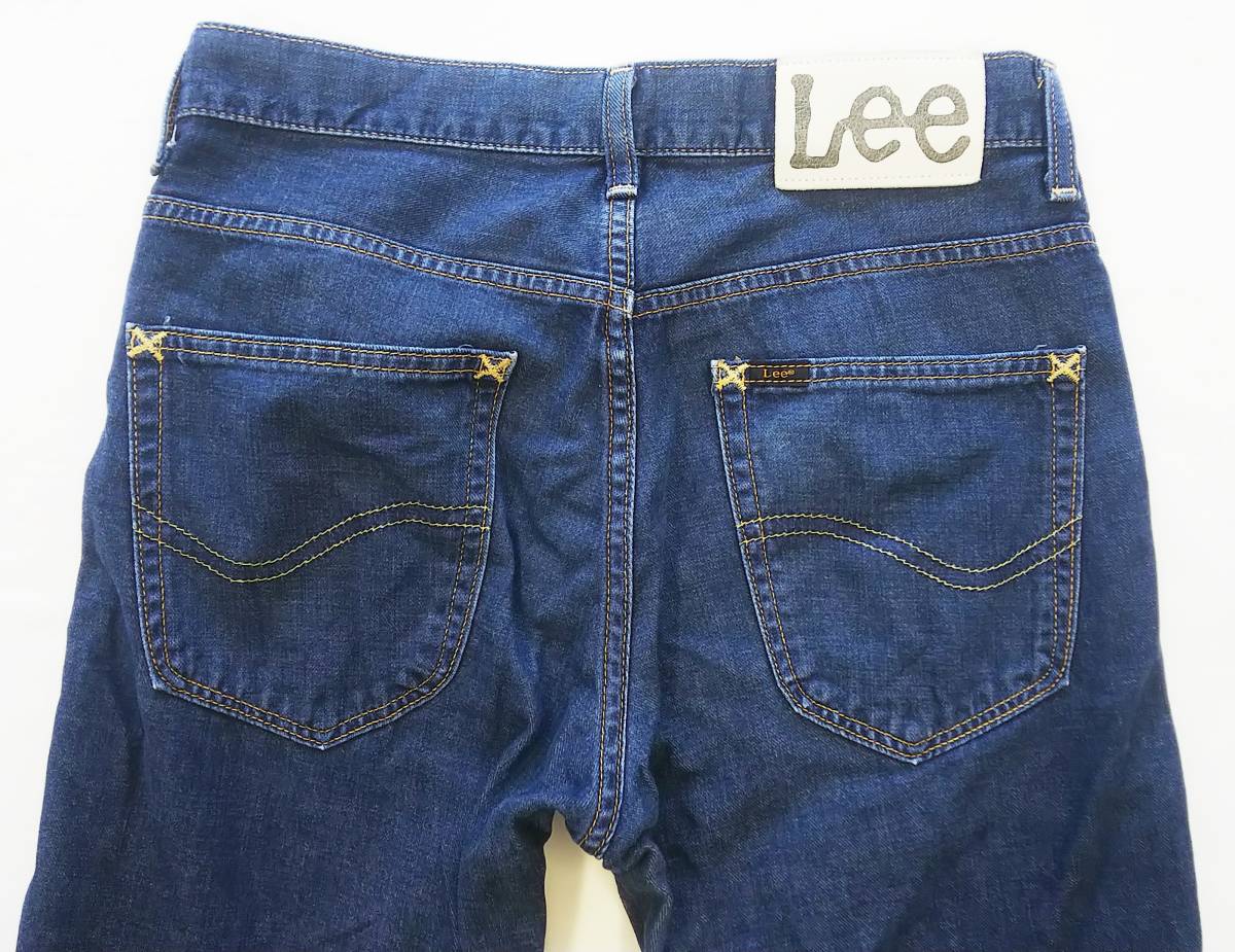 ▼美品*日本製*Lee RIDERS*W28*LM0801*ジーンズ*牛革パッチ*ジッパーフライ*白パッチ*濃紺*ネイビー*ストレート*メンズ*リー*ボトムス#5096_画像6