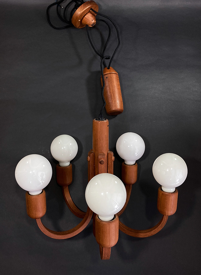  going up and down type Domusdoms chandelier pendant light lamp 5 light lighting cheeks wooden Vintage Louis sport sen Wegner Jacobsen 