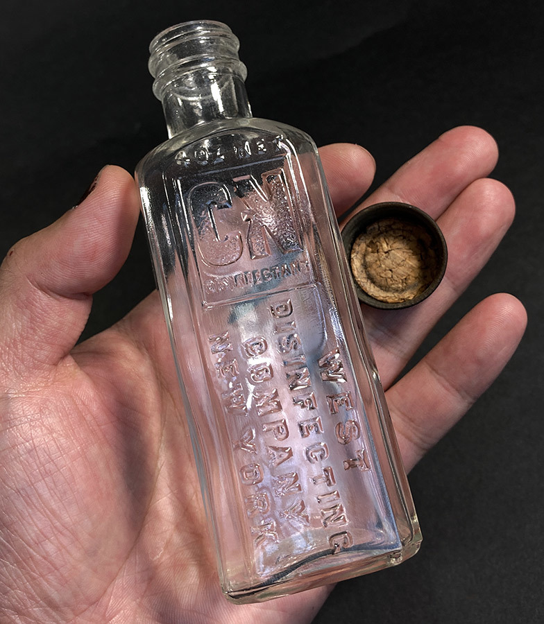 1920's アンティーク ガラス 瓶/ビンテージ/ボトル/棚/収納/什器/カントリー/シャビー/シャビーシック/ランプ/ライト/o.c.white/gras/照明_画像5