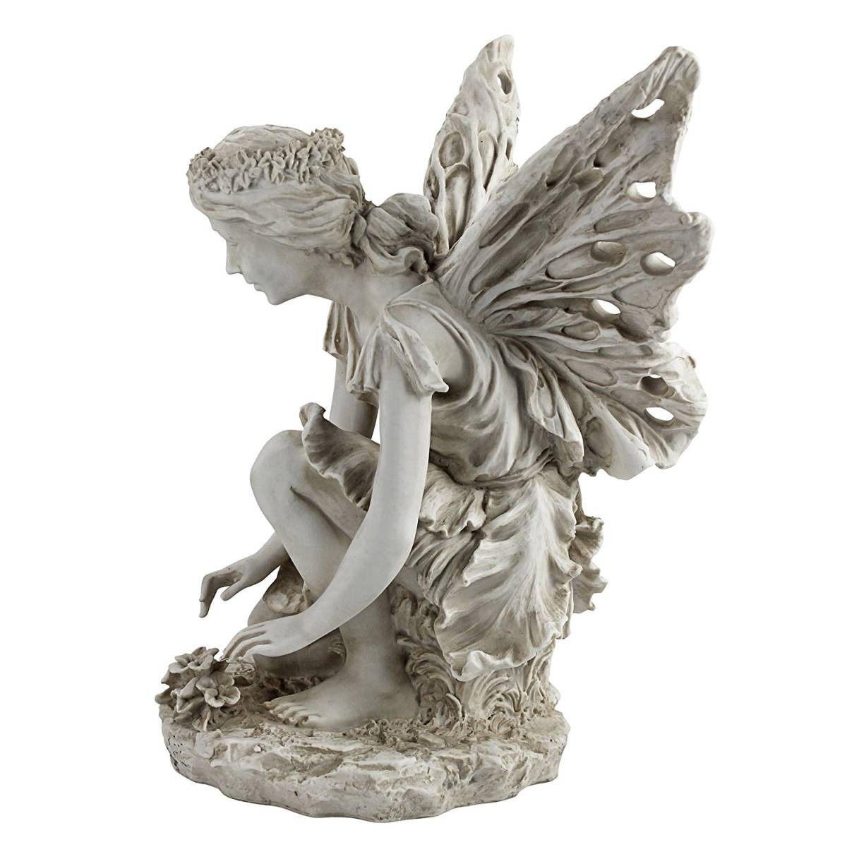 西洋彫刻 フィオーナ 花の妖精 フェアリーガーデン像 アンティークストーン風彫像 園芸(輸入品