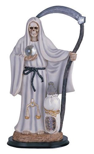 サンタ・ムエルテ 死の聖母 グリム・リーパー（死神）像置物、彫刻 白い彫像（輸入品）