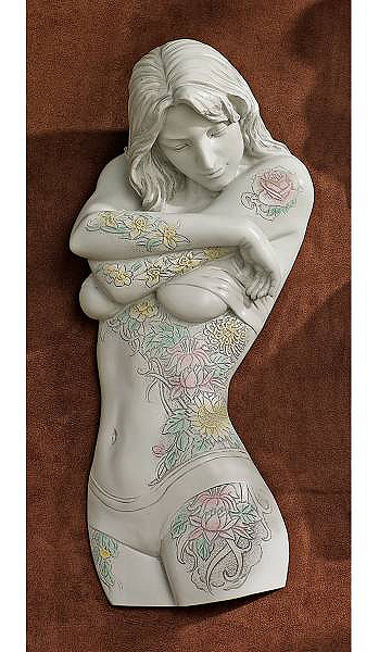 花刺青 美しい女性 壁掛けレリーフ モダンアート 彫刻 彫像/ カフェ パブ スナック ファッション（輸入品）