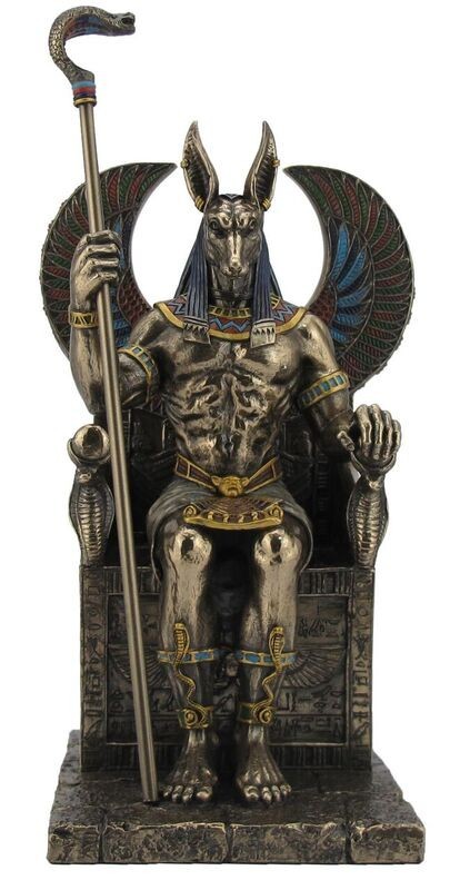 玉座に座る 古代エジプトの神 アヌビス神 彫像 彫刻/ ピラミッド スフィンクス ナイル川 [輸入品]