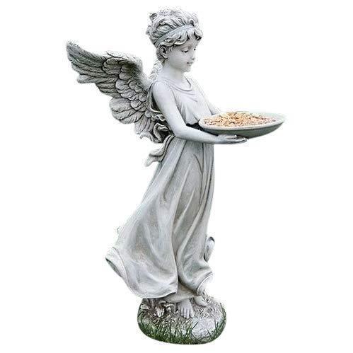 西洋彫刻 小鳥に餌を与える天使エンジェルガーデン彫像/守護天使 ガーデニング（輸入品
