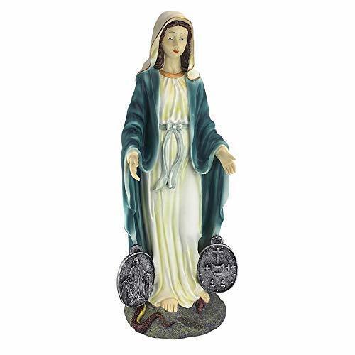 奇跡のメダイを持った、聖母マリア 彫刻 神聖なガーデン彫像 高さ 約56ｃｍ/ カトリック教会（輸入品_画像2