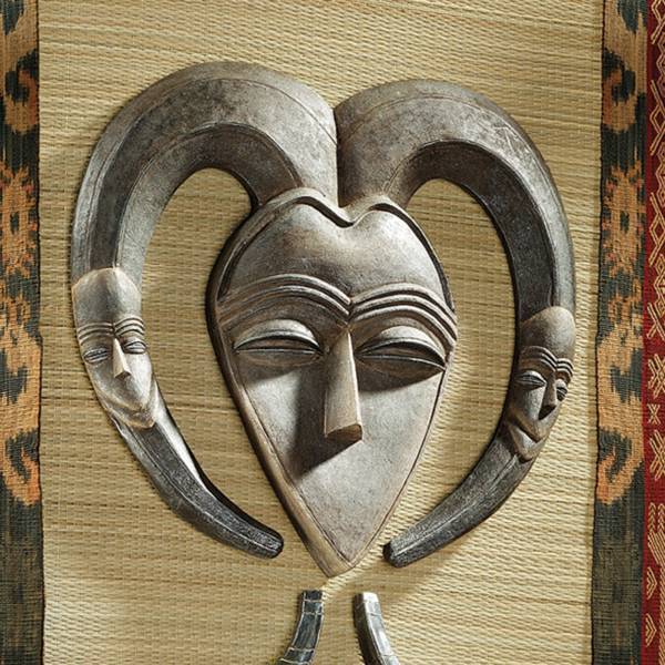 完璧 アフリカの部族の仮面（マスク）クウェル壁彫刻 彫像/ エスニック