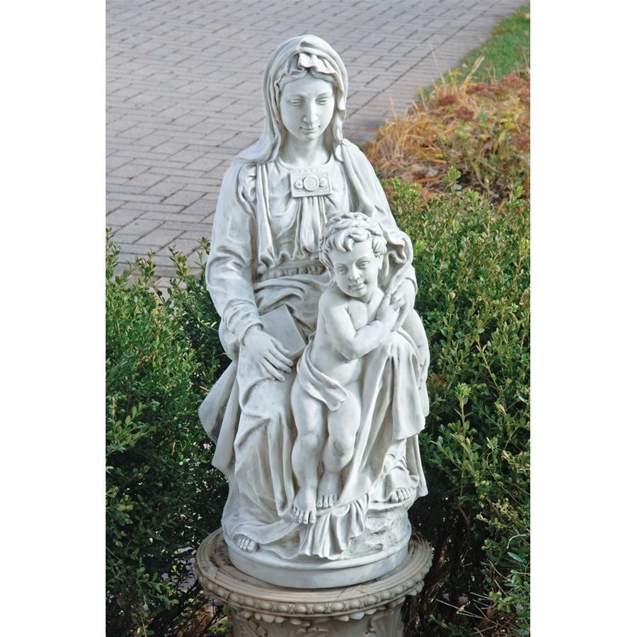 ミケランジェロ 1504年作「ブルージュ聖母教会の聖母子像」西洋彫刻 洋風彫像/ ガーデニング（輸入品