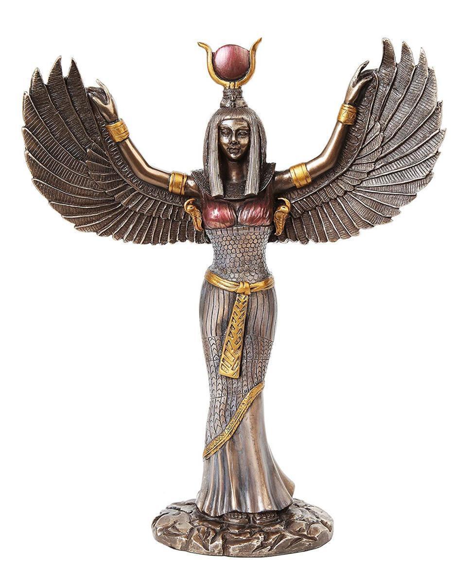 独創的 ブロンズ風仕上げ彫像 翼を広げた、イシス神 古代エジプト女神