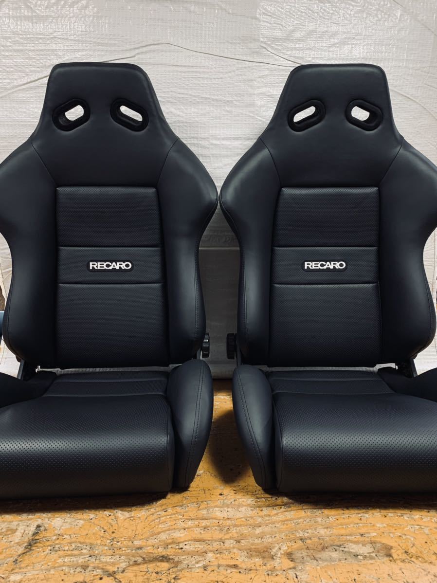 17.18.レカロ RECARO 2脚セット SR-1 黒フェイクレザー張り替え 張替え