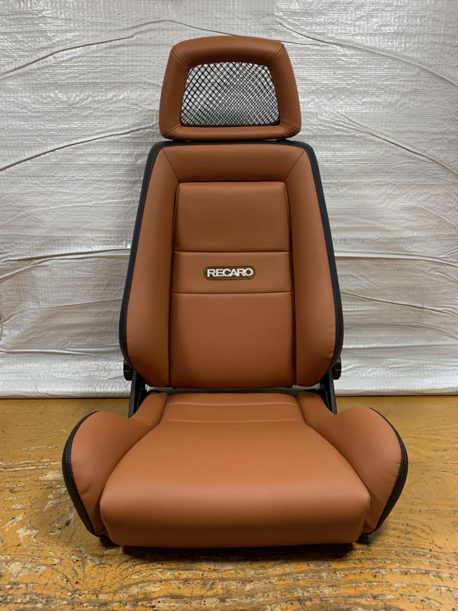 32.33.レカロ RECARO 2脚セット LX-M 黒×茶フェイクレザー張り替え