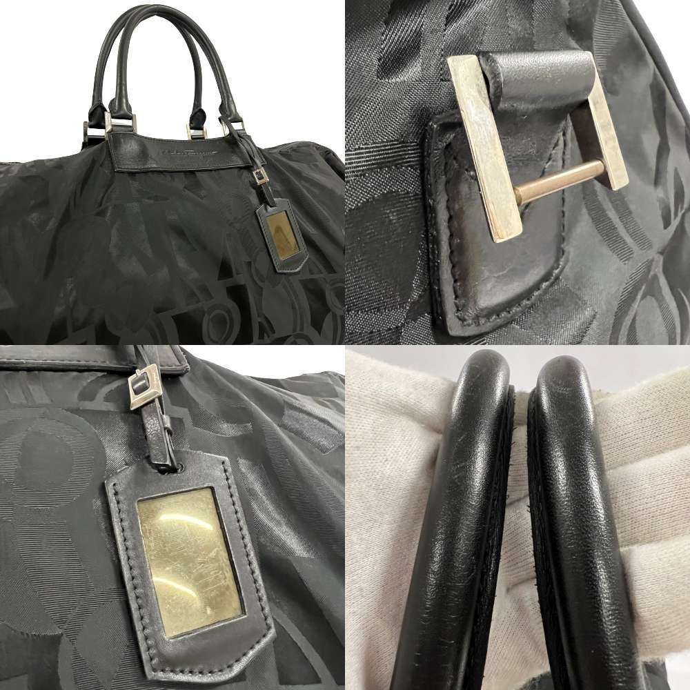 【中古】フェラガモ ボストンバッグ 24.6512＜バッグ＞ Salvatore Ferragamo ブラック シルバー金具 旅行 大容量 ブランド_画像4