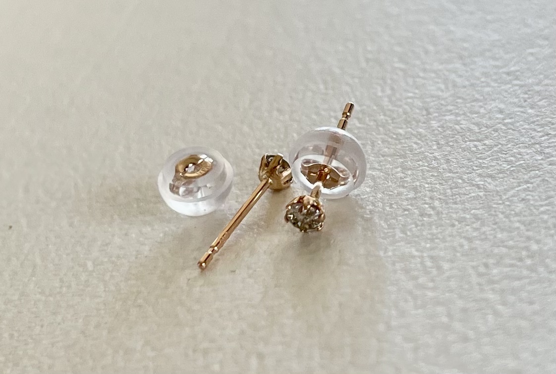 ダイヤモンドピアス K18PGピアス ピンクゴールド0.14ct 一粒ピアス