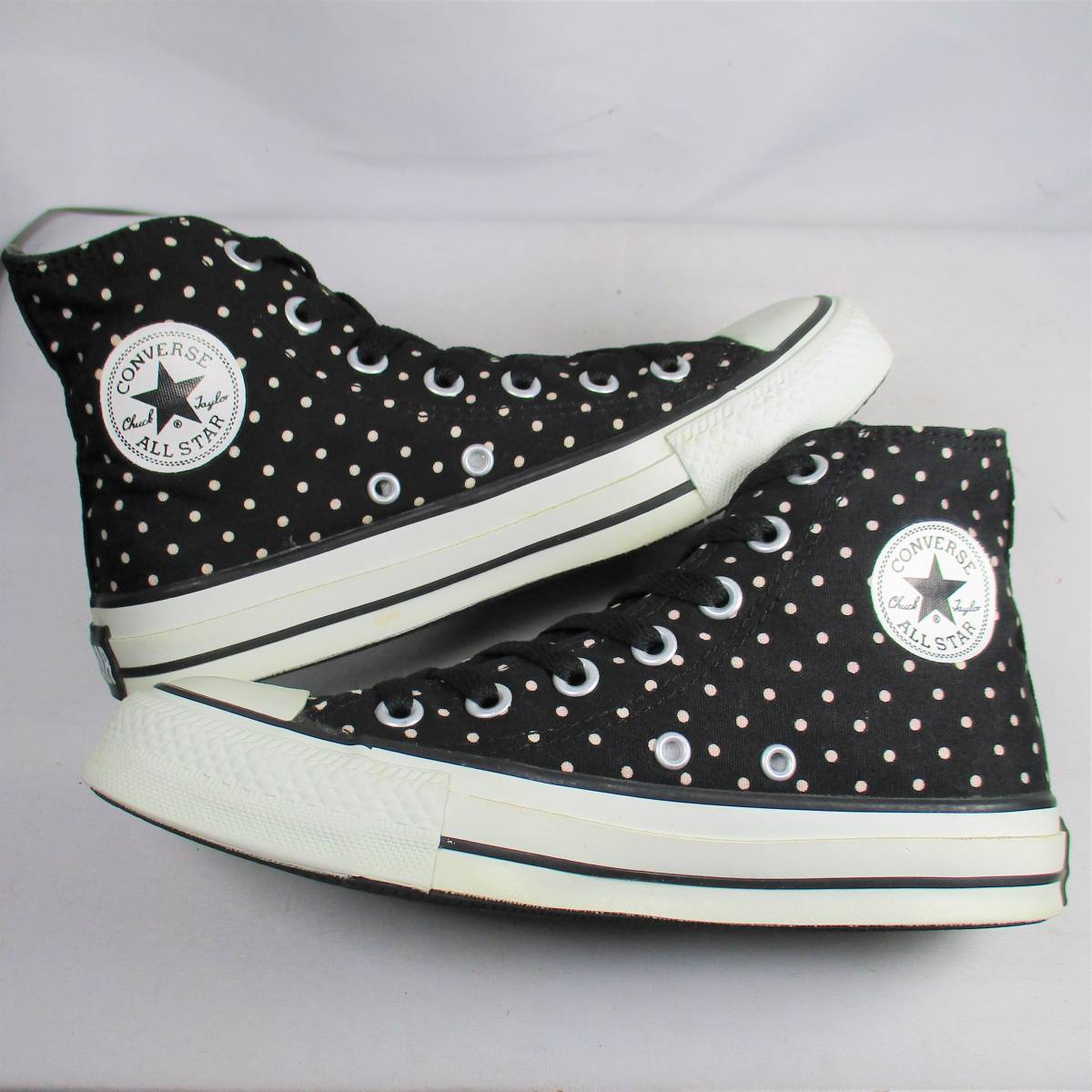 人気★CONVERSE★23.0cm ハイカットスニーカー コンバース オールスター レディース BKP HI ドット 黒 ブラック 7ホールシューズ S332_画像6