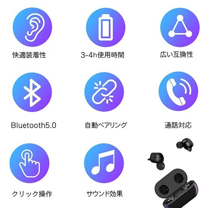 ワイヤレスイヤホン Bluetooth5.0 イヤホン マイク 音声アシスト Siri 高音質 スポーツ iPhone android スマホ対応 運動 7990392 新品_画像8