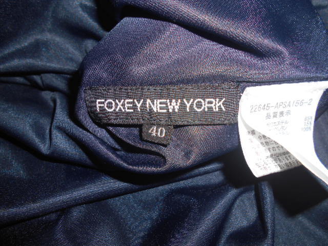 フォクシー FOXEY NEW YORK 上品な 半袖 ワンピース 40 ネイビー 紺色 
