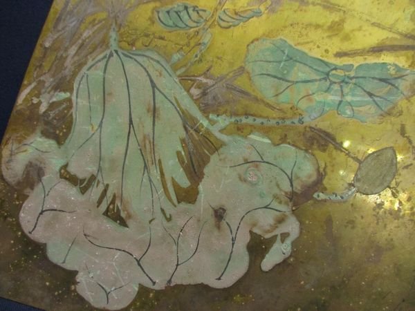 1083 土佐守光起 蓮の花 日本画/銅板 水彩 献上 文化十一年 戌 正月