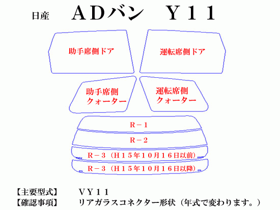 日産 ADバン Y11　最高級ウィンドウフィルム　シルフィード　断熱スモーク IRカット92%(赤外線）　カット済みカーフィルム_画像2