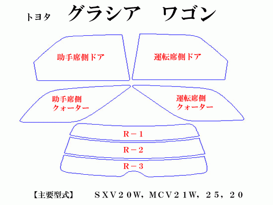 トヨタ グラシア ワゴン　最高級ウィンドウフィルム　シルフィード　断熱スモーク IRカット92%(赤外線）　カット済みカーフィルム_画像2