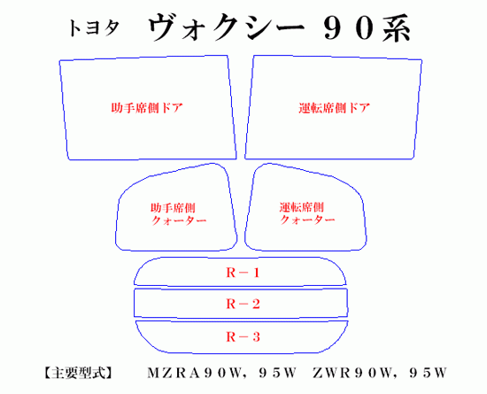 ヴォクシー 90系　高品質スモークウィンドウフィルム　ルミクールSD　UVカット99%(紫外線)　カット済みカーフィルム_画像2