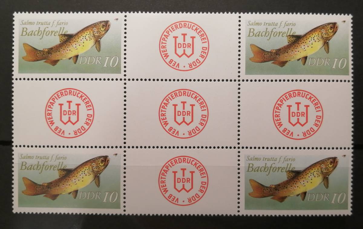 東ドイツ 魚(1種(4枚)ブロック) MNH_画像1