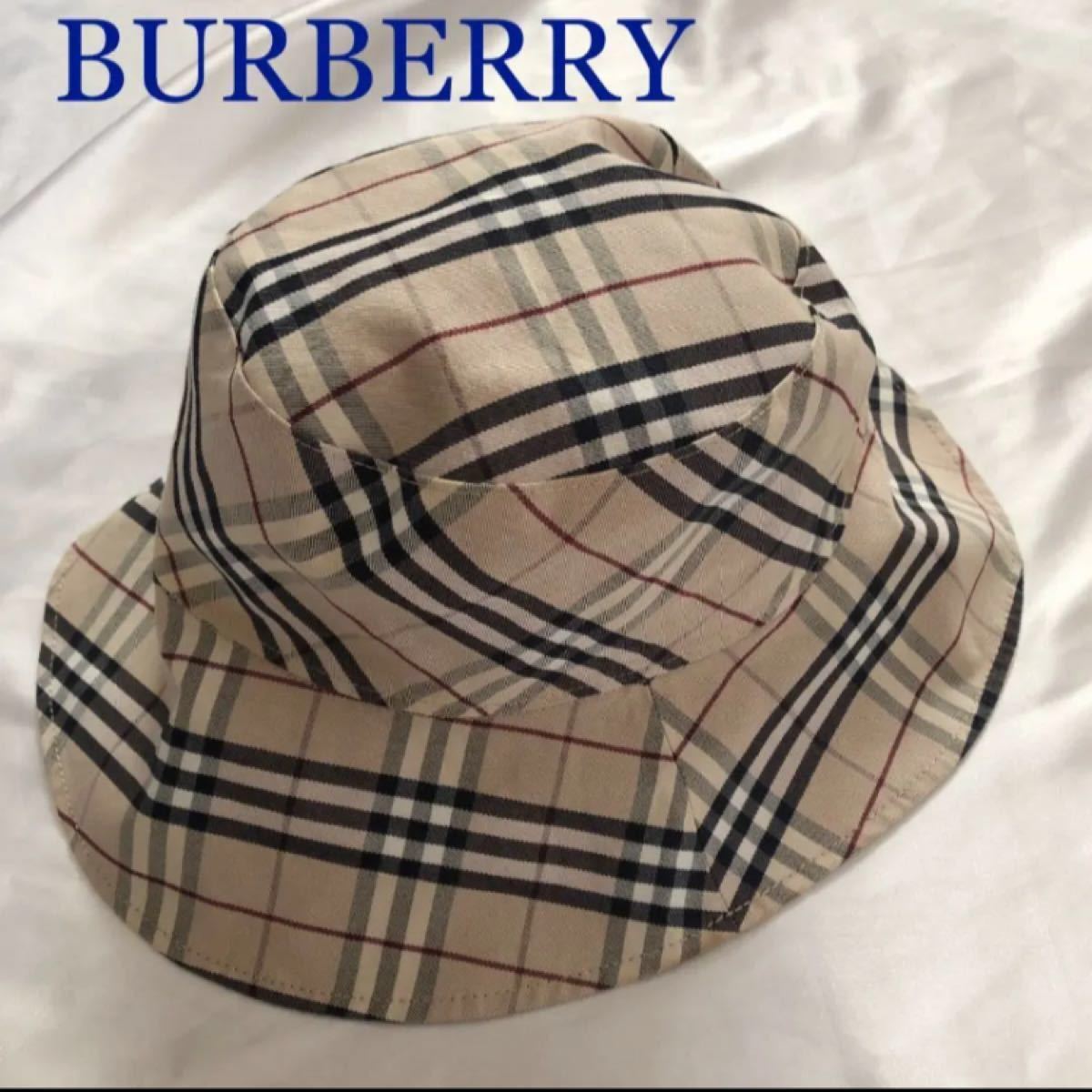 BURBERRY バーバリー リバーシブル ノバチェック ハット 黒 ホースロゴ 帽子 バゲットハット