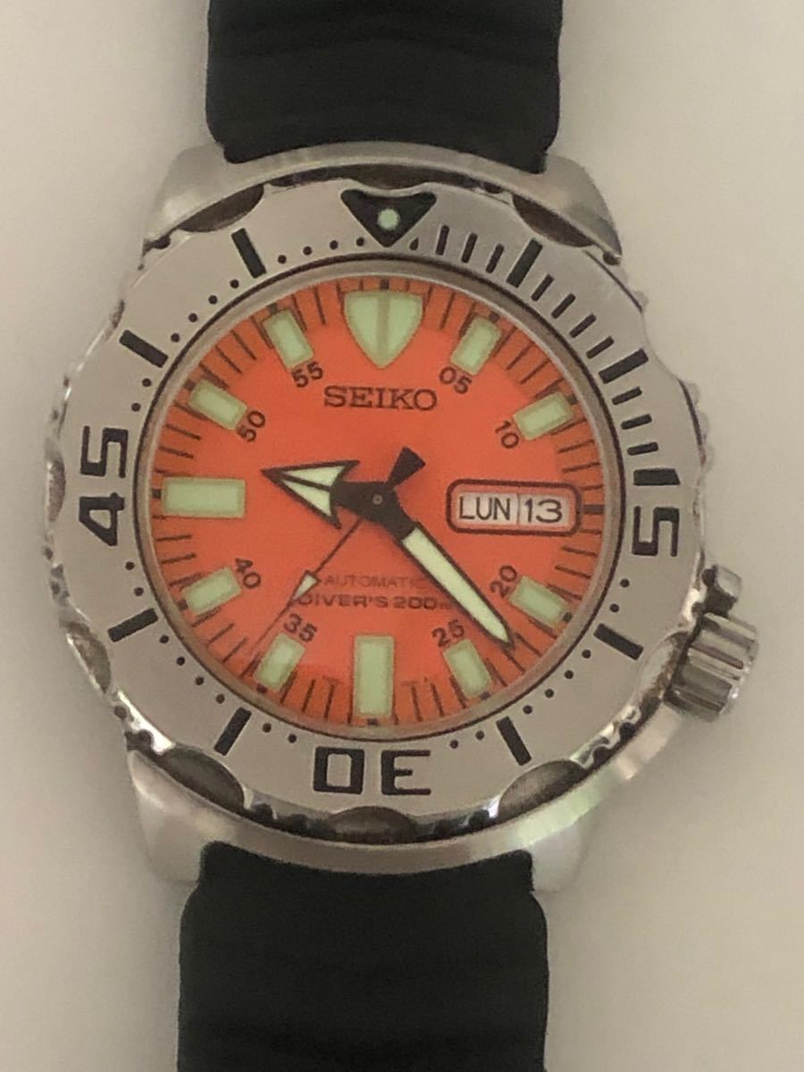 【美品】SEIKO セイコー オレンジモンスター　ダイバー 自動巻 ブラックモンスター