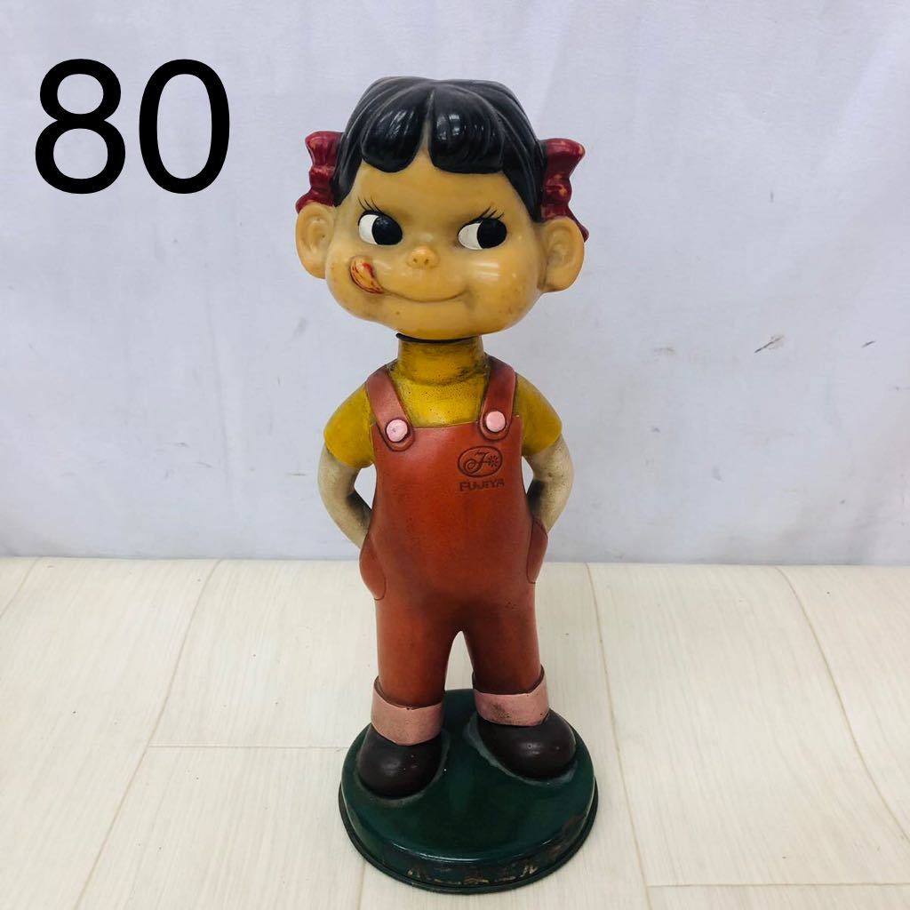 DF34 1円〜不二家 ペコちゃん 首振り人形 首ふり ブリキ台 30cm 昭和