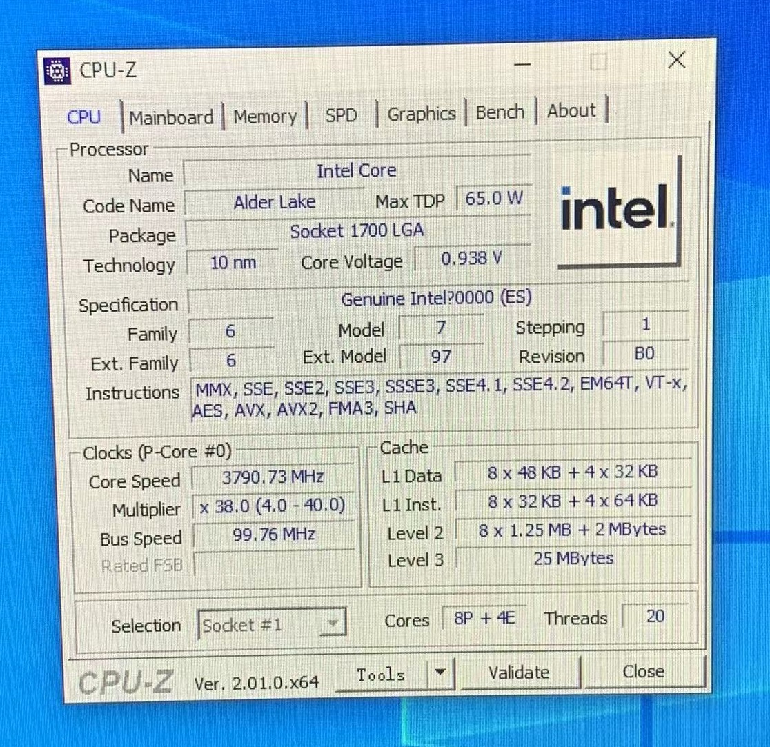 Intel Core i7-12700 ES QXQ4 12C(8P+4E) /20T TB 4.0GHz LGA 1700 3