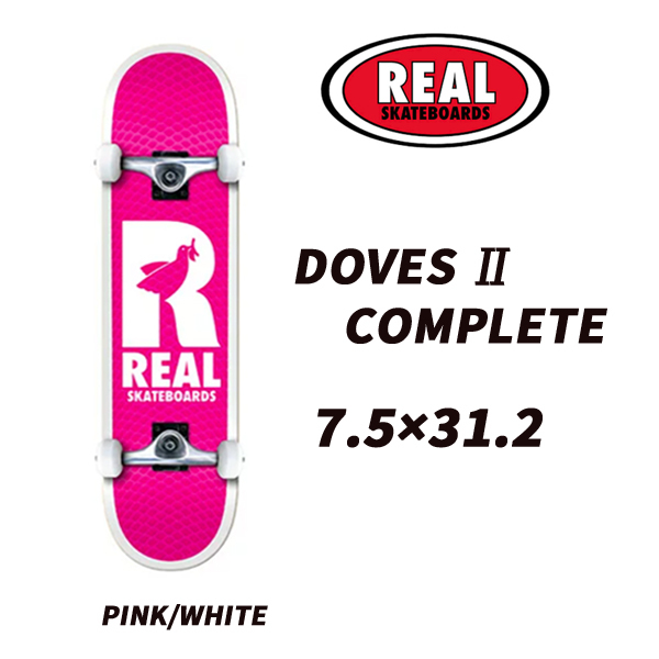 ☆送料無料☆値下げ【 REAL SKATEBOARD 】 リアル スケートボード　コンプリート（完成品） DOVES Ⅱ　COMPLETE 正規販売店