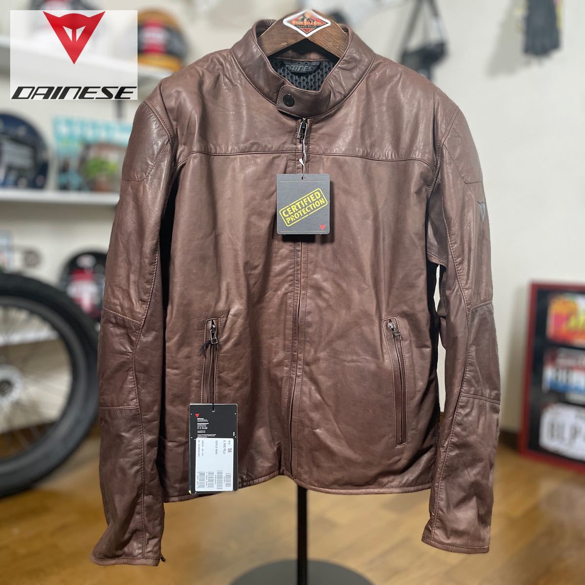 参考価格7.8万☆ダイネーゼ レザージャケット ブラウン/56(XXL相当