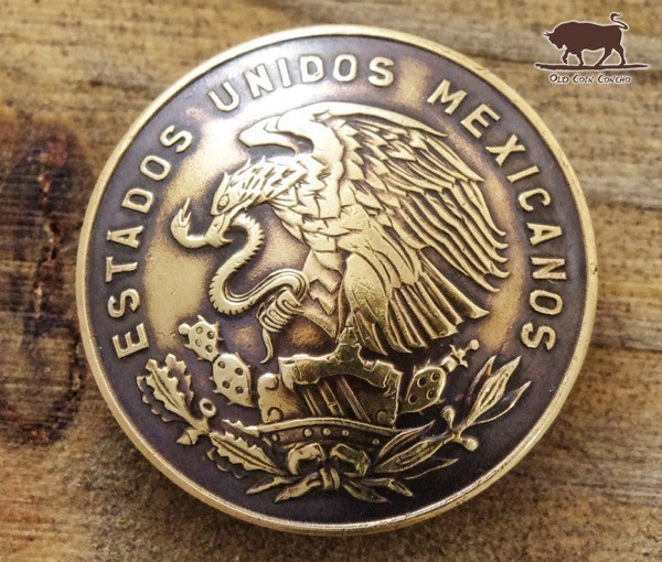 ●コンチョ ネジ式　メキシコ　5センタボ　イーグル　20mm ネジ ボタン コイン パーツ_画像1