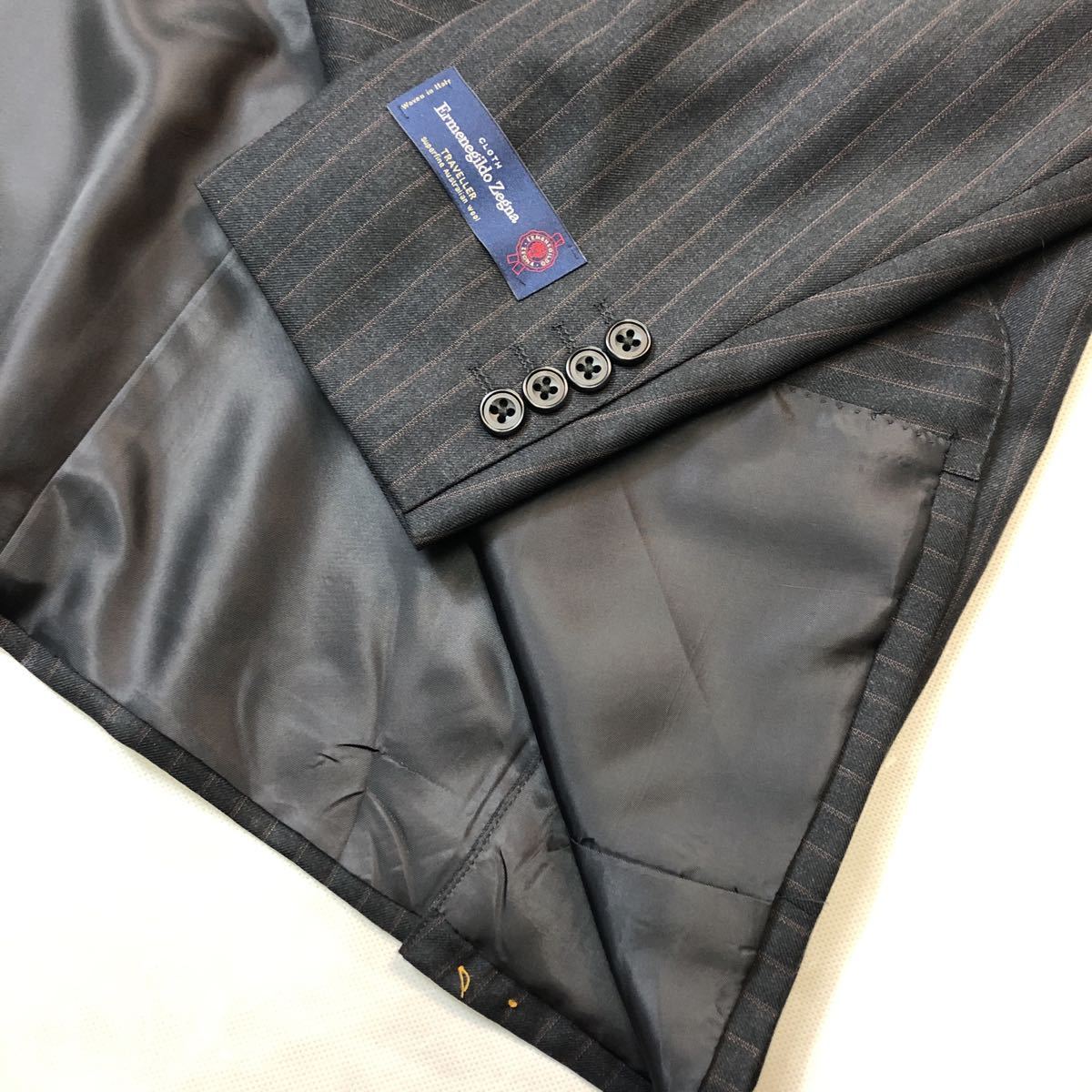 破格【Ermenegildo Zegna★BB6】エルメネジルド・ゼニア新品シングルスーツ 2B本台場仕立て 総裏サイドベント ウエスト96cm/1タック_画像4