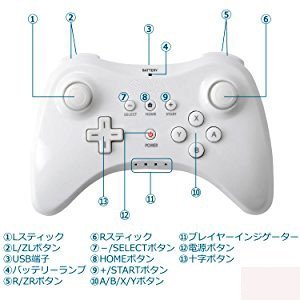 任天堂 Wii U PRO コントローラー ワイヤレス 白 ホワイト 振動機能付き ゲームパッド_画像2