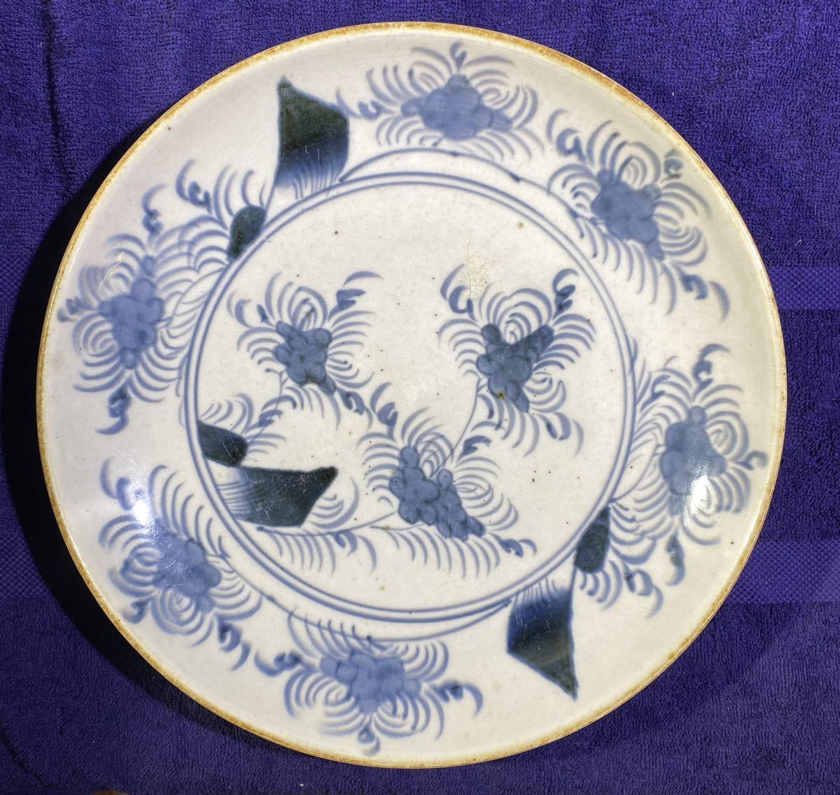 古伊万里 染付 草花図 大皿 28.5㎝ 箱 智 | normanhubbard.com