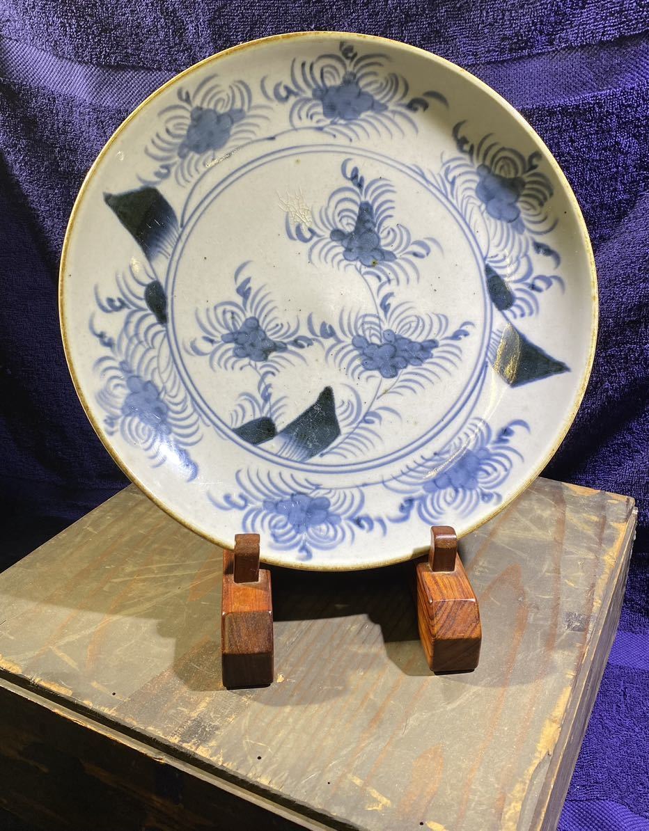 古伊万里 染付 草花図 大皿 28.5㎝ 箱 智 | normanhubbard.com