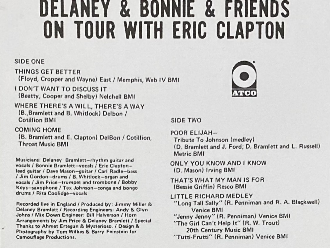 【 デラニー& ボニー& フレンズ with エリッククラプトン 】ON TOUR _画像3