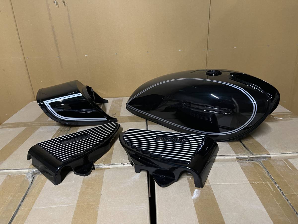 GS400 外装 セット 黒 銀E1ライン タンク テールカウル アルフィン