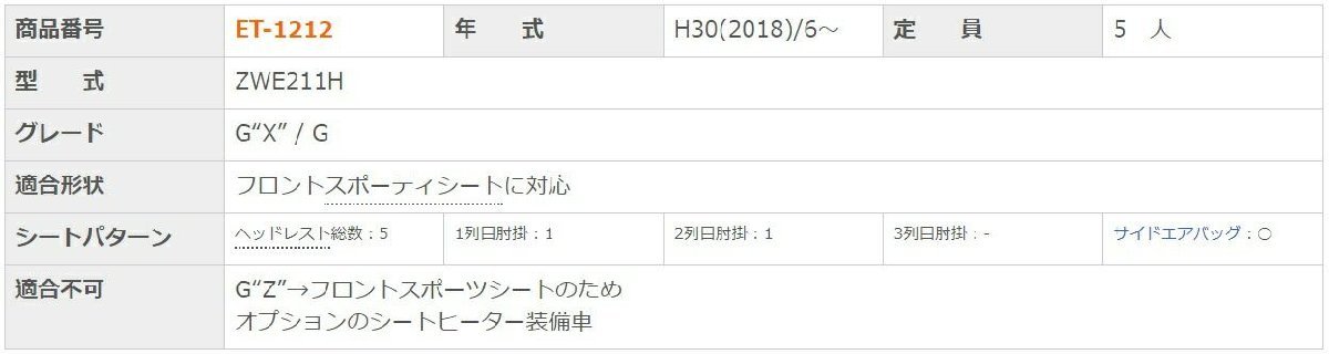 カローラ スポーツ ハイブリッド シートカバー ZWE211H クラッツィオ ET-1212 クラッツィオ ジュニア Jr シート 内装_Clazzio