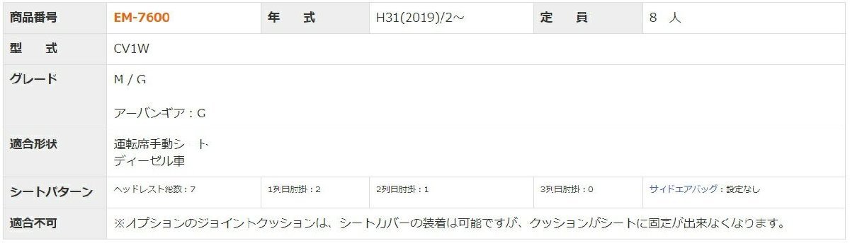 デリカ D5 シートカバー CV1W クラッツィオ EM-7600 クラッツィオ エアー Air シート 内装_Clazzio