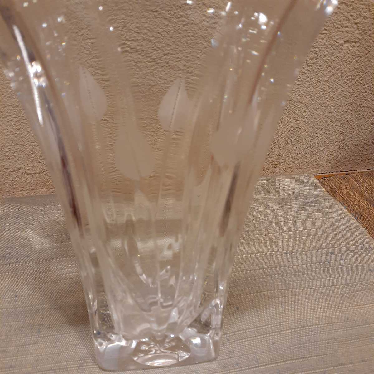 POLONIA クリスタル 花瓶 花入 ポーランド製 約18.5cm×11cm×9cm_画像8