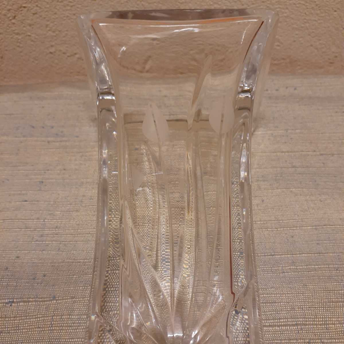 POLONIA クリスタル 花瓶 花入 ポーランド製 約18.5cm×11cm×9cm_画像6