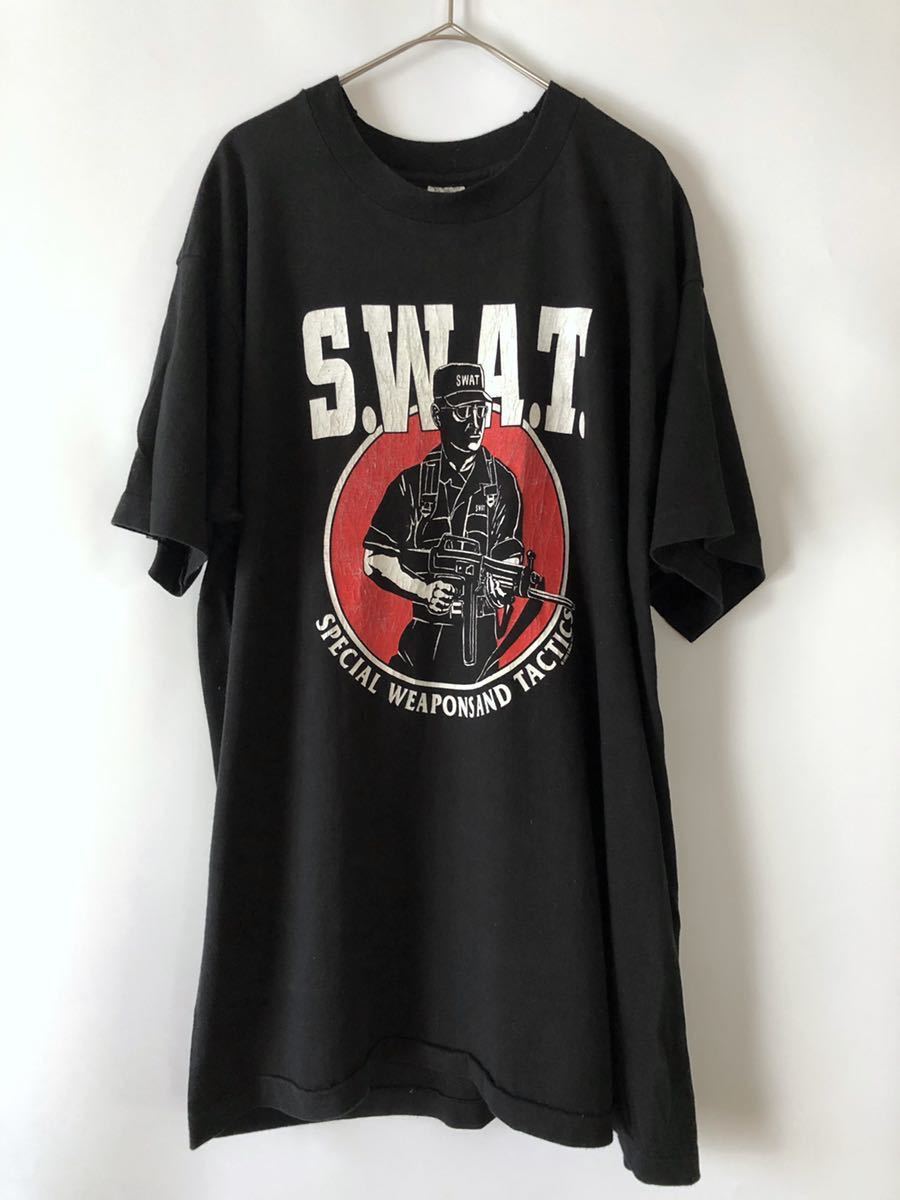90s S.W.A.T スワット プリントT Tシャツ usa製 アメリカ製 90年代 ビンテージ ヴィンテージ 特殊部隊 ブラック 黒 ミリタリー 米軍_画像1