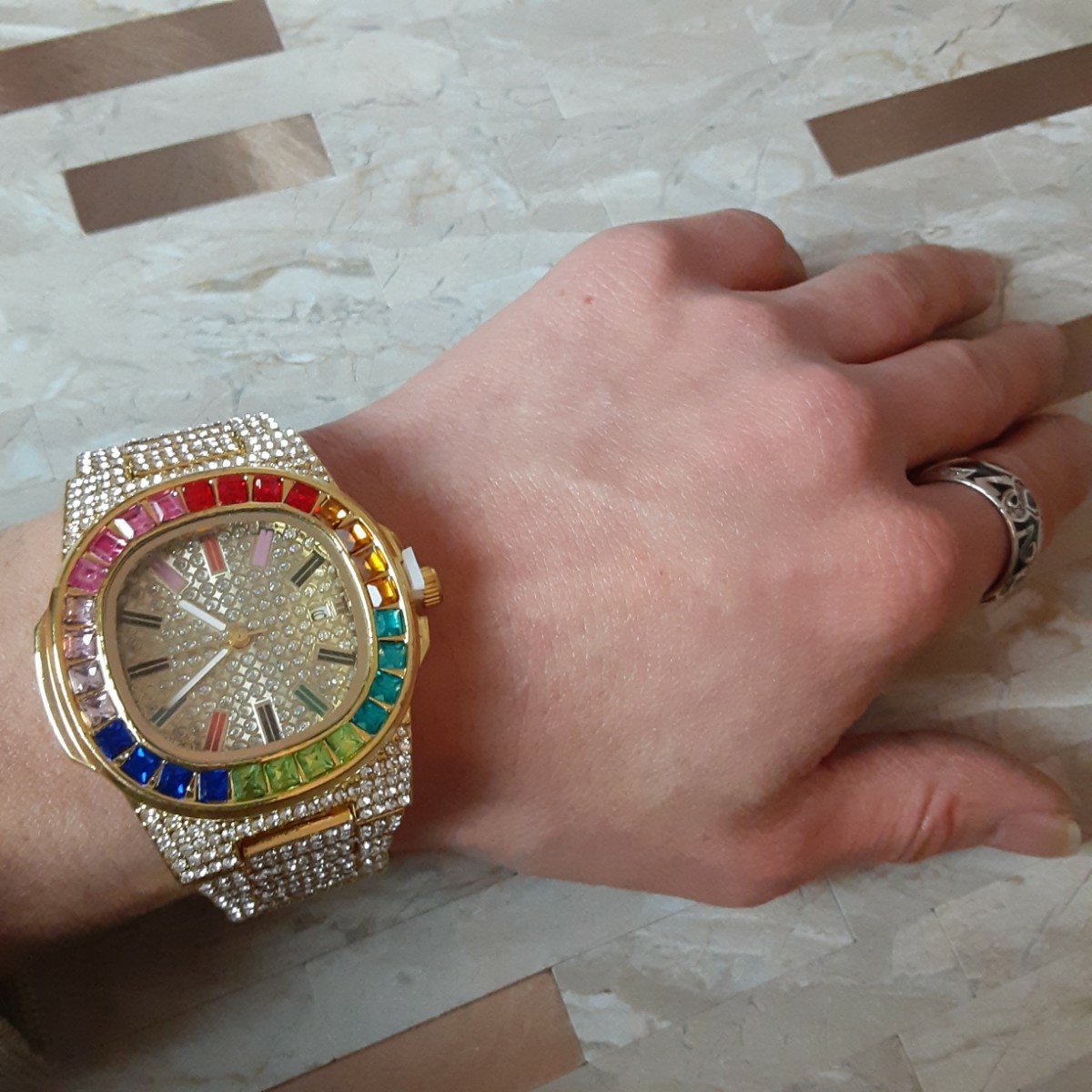 新品 ジュエリーウォッチ ラグジュアリー 腕時計 CZレインボーダイヤ ゴールド JOLOvKTvOs - xone.gg