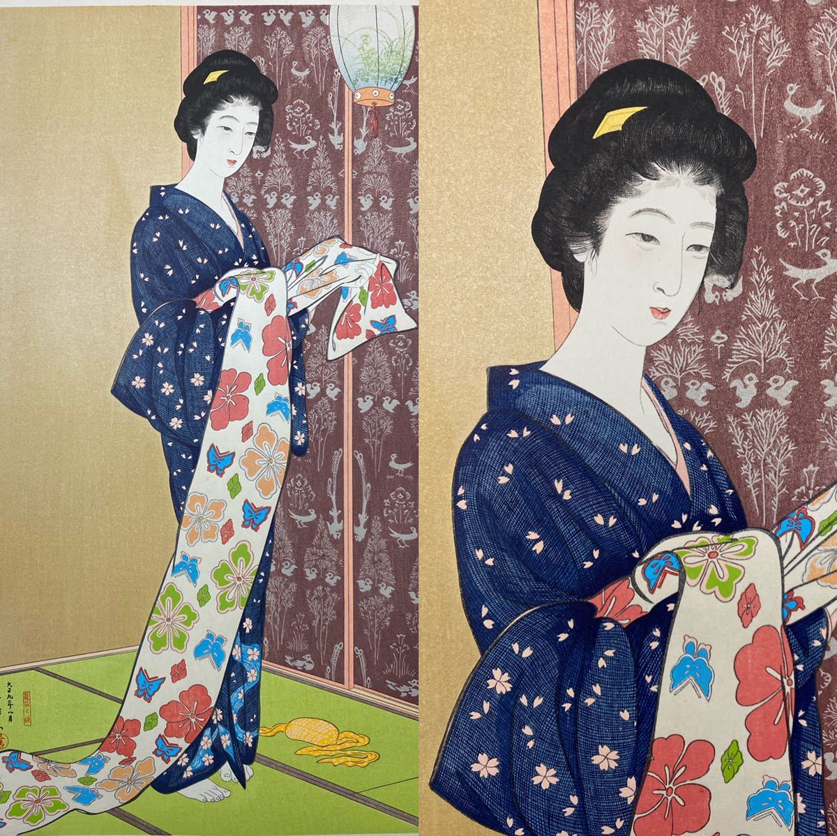 真作 橋口五葉【夏装之娘】浮世絵木版画 限定版 新版画 橋口五葉集