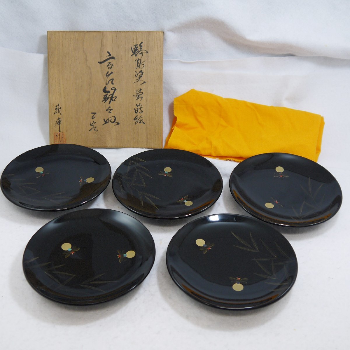 漆器 銘々皿 季節の花蒔絵 未使用保管 状態良好 大勧め