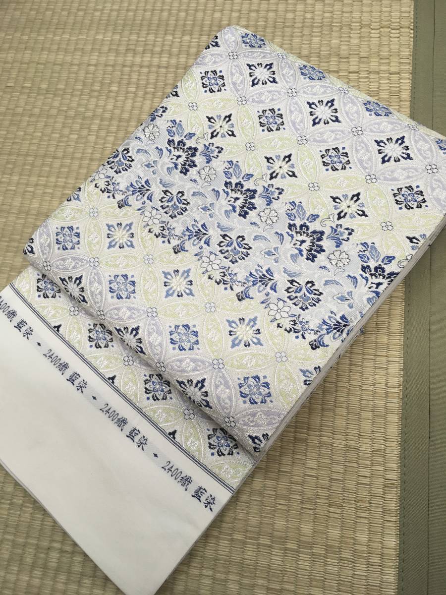 【参考上代78.9万円】最新作! 京都府知事賞など受賞の名門機屋謹製 緻密な2400織 本藍染使用高級お洒落袋帯 未使用 未仕立て③