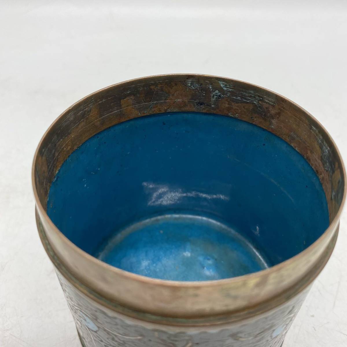 【送料無料】 七宝焼 茶筒 龍 竜 銅 中国 美術 煎茶道具 古道具 6